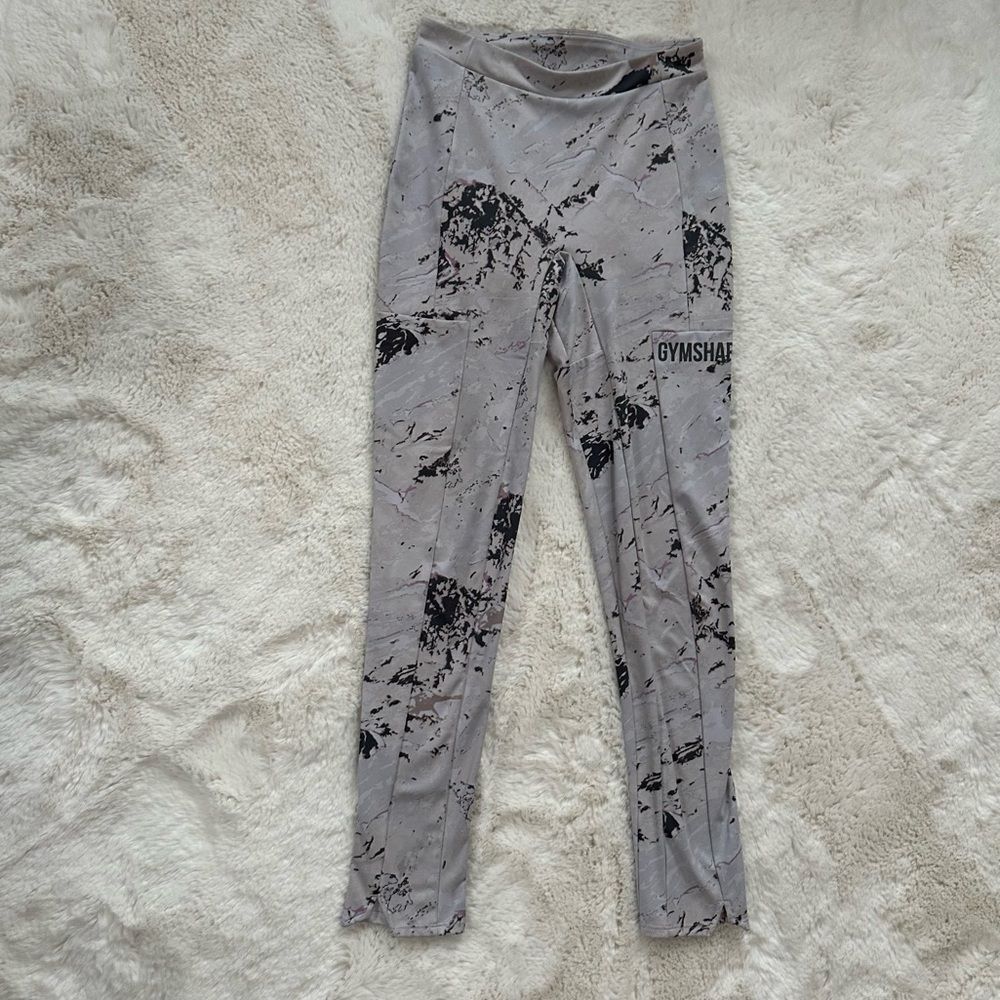 Gymshark Black and gray/white tie die leggings